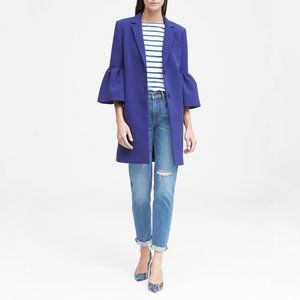 Banana Republic Womens Blue Bell Sleeve Coat Button Front Mid Length size Small